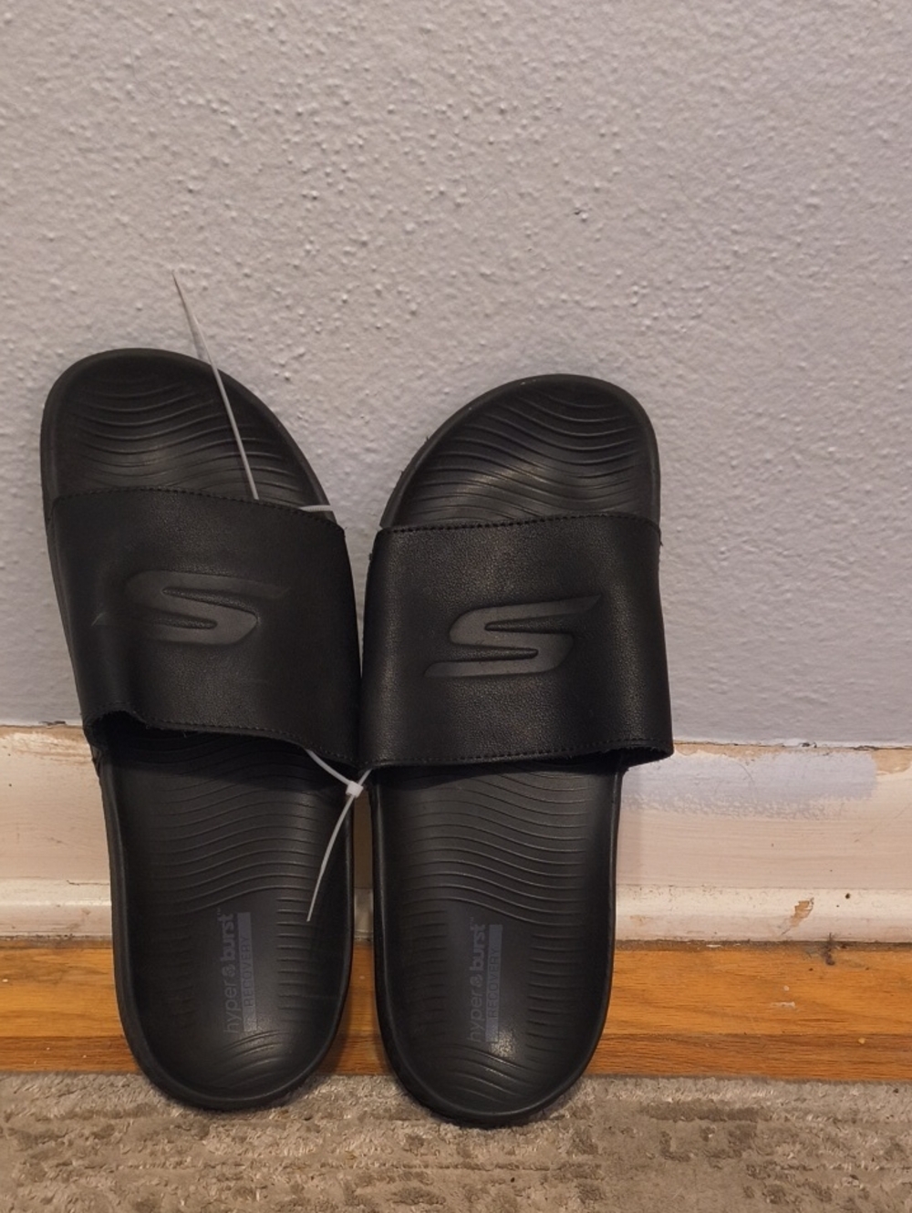 Skechers Hyper Burst Recovery Men's Black Slip-On Slide Sandals Size 10 AL